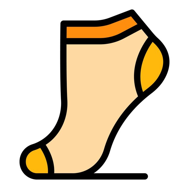 Icono de calcetín de algodón Contorno del icono vectorial del calcetín del algodón Color plano aislado