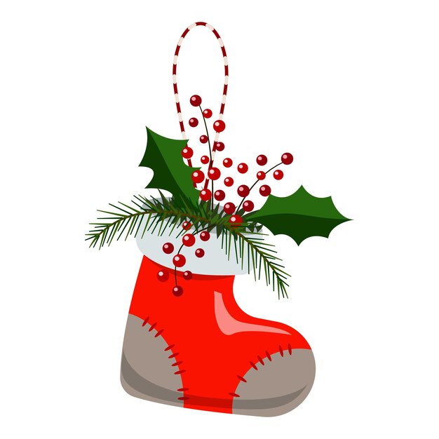 Icono de calcetín de Navidad Caricatura de icono de vector de calcetín de Navidad para diseño web aislado sobre fondo blanco