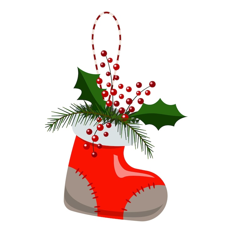 Vector icono de calcetín de navidad caricatura de icono de vector de calcetín de navidad para diseño web aislado sobre fondo blanco