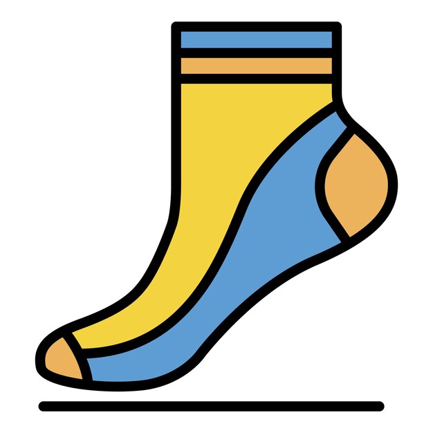 Icono de calcetín para niños Contorno de calcetín para niños icono vectorial color plano aislado en blanco