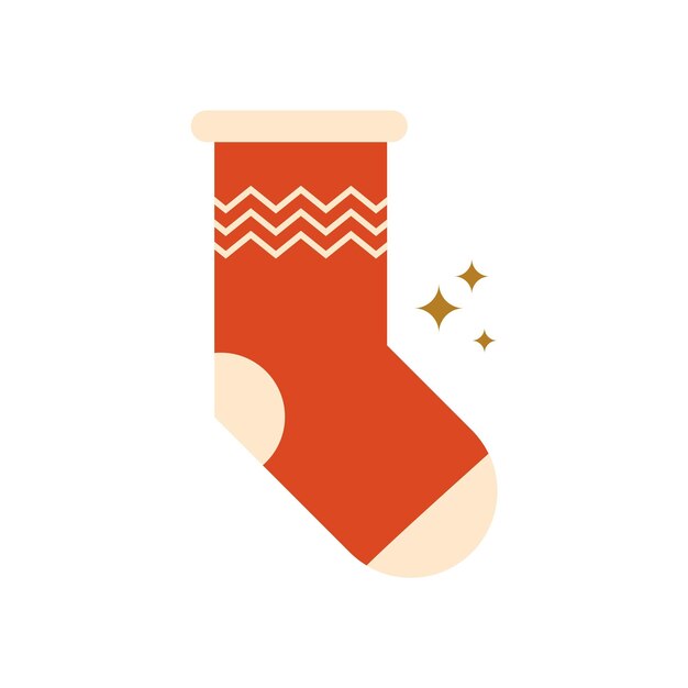 Icono de calcetín de Santa rojo de Navidad geométrico elemento vectorial aislado Calcetín geométrico de mosaico de vacaciones de invierno en estilo plano simple Ilustración decorativa mínima de Año Nuevo