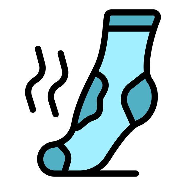 Icono de calcetín sucio Contorno del icono vectorial de calcetí sucio color plano aislado