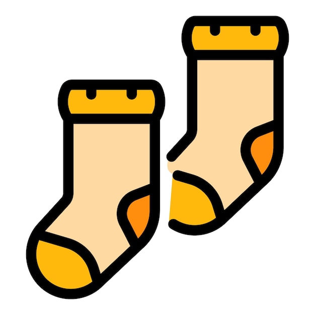 Icono de calcetines de bebé Contorno calcetines de bebé vector icono color plano aislado