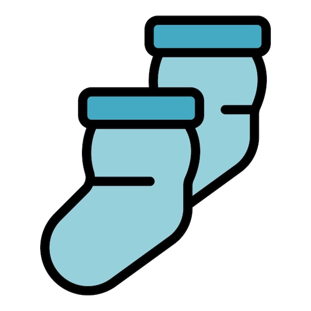 Icono de calcetines de bebé Contorno Icono de vector de calcetines de bebé para diseño web aislado en color plano de fondo blanco