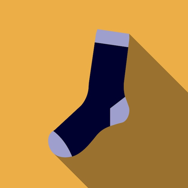 Icono de calcetines coloridos de diseño plano sobre fondo amarillo con una larga sombra Vector