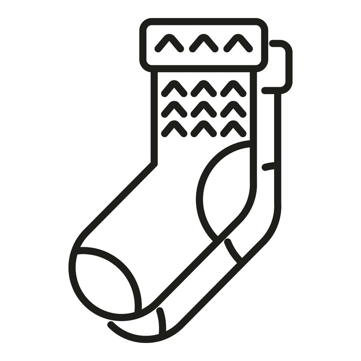 Vector icono de calcetines de tejer vector de contorno artesanía de tela de punto de lana