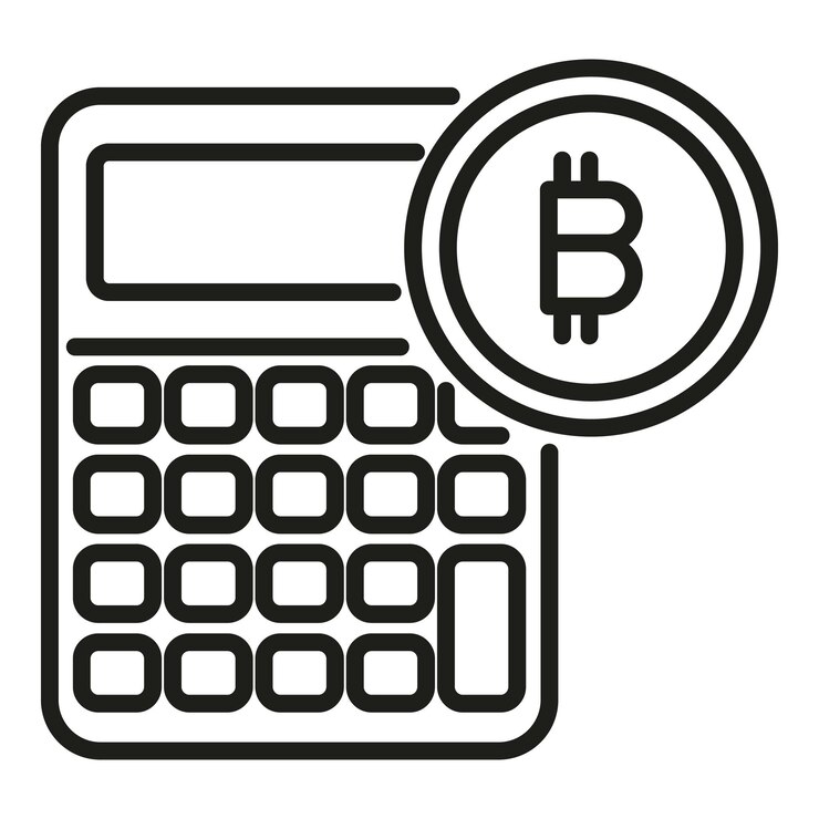 Vector icono de calculadora de criptomonedas vector de contorno crypto business marketing digital