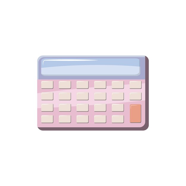Icono de la calculadora en estilo de dibujos animados sobre un fondo blanco