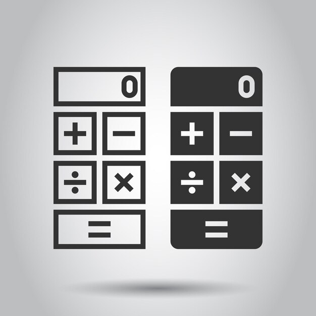 Icono de calculadora en estilo plano Calcular ilustración vectorial sobre fondo blanco aislado Concepto de negocio de cálculo