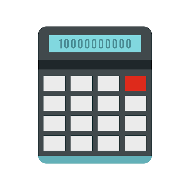 Icono de calculadora en estilo plano sobre un fondo blanco