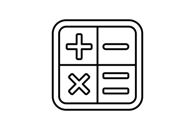 El icono de la calculadora relacionado con la contabilidad es adecuado para las interfaces de usuario de aplicaciones de sitios web, imprimible, etc. El estilo del icono de línea es de diseño vectorial simple editable.
