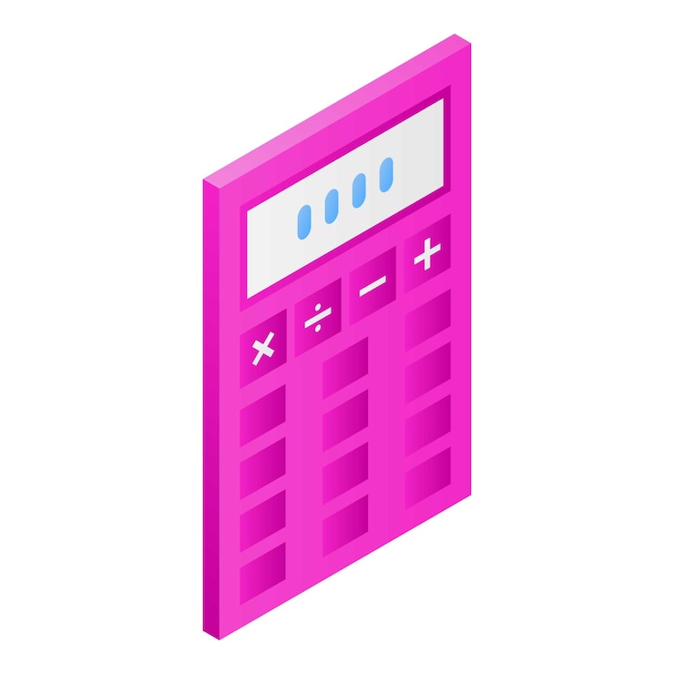 Vector icono de calculadora rosa isométrico de icono de vector de calculadora rosa para diseño web aislado sobre fondo blanco
