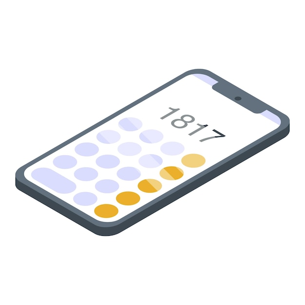 Icono de calculadora de teléfono inteligente Isométrico del icono de vector de calculadora de teléfono inteligente para diseño web aislado sobre fondo blanco