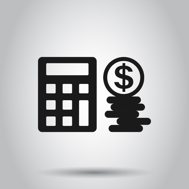 Icono de cálculo de dinero en estilo plano Ilustración de vector de banca presupuestaria sobre fondo aislado concepto de negocio de pago financiero