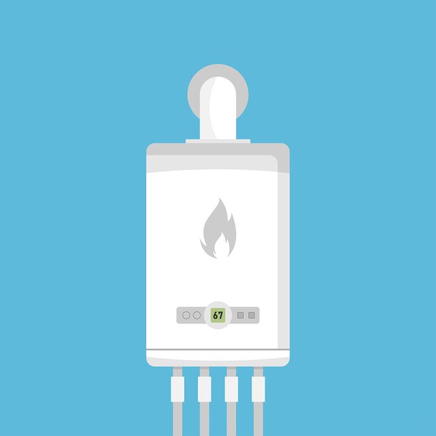 Icono de caldera de gas en estilo plano Ilustración vectorial de calefacción en un fondo aislado Concepto de negocio de letrero de ebullición