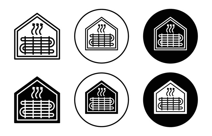 Vector icono de la calefacción por suelo