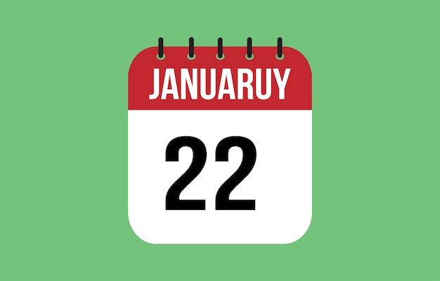 Vector icono de calendario de 22 de enero plantilla de calendario para los días de enero pancarta roja para fechas y negocios