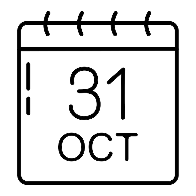 Icono de calendario con el 31 de octubre aislado en fondo blanco Ilustración vectorial xA