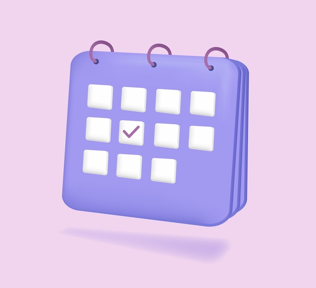 Vector icono de calendario 3d. calendario para planificar