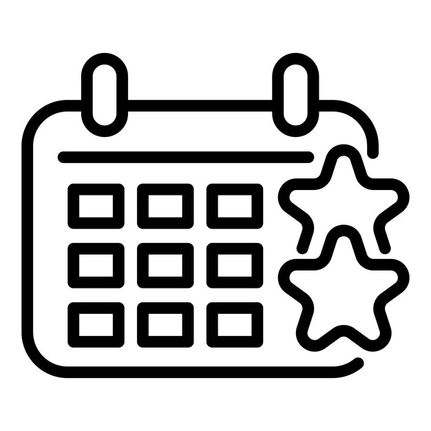 Icono de calendario de bonificación Icono de vector de calendario de bonificación de esquema para diseño web aislado sobre fondo blanco