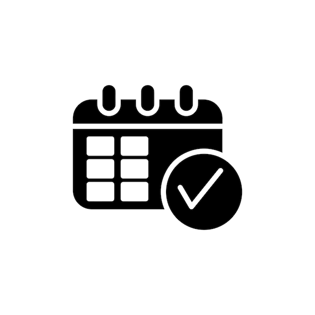 El icono del calendario de comprobación está aislado sobre un fondo blanco