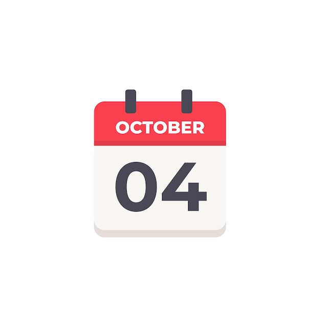 Icono del calendario diario del 04 de octubre en estilo de diseño plano