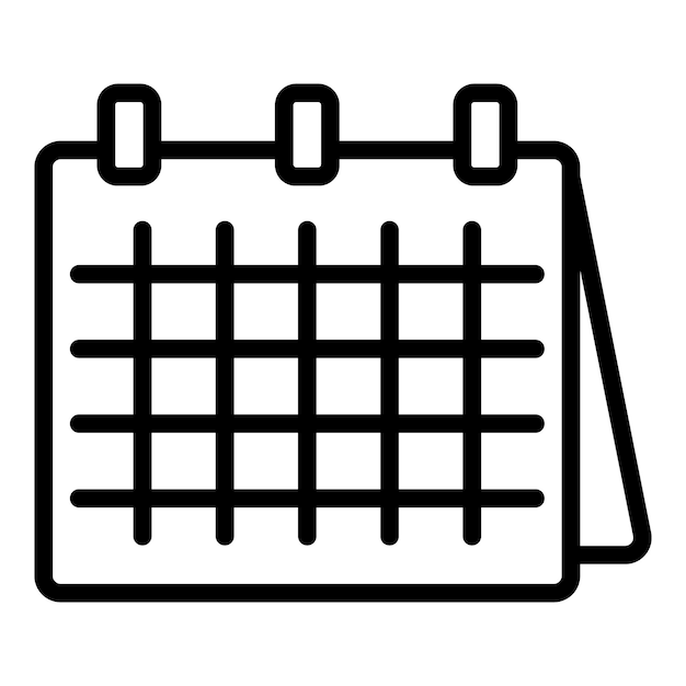 Icono de calendario de escritorio Icono de vector de calendario de escritorio de esquema para diseño web aislado sobre fondo blanco