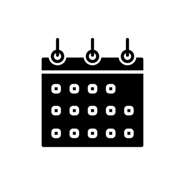 El icono del calendario establece la fecha del evento, el símbolo del vector, la fecha límite de la agenda, el signo del día de la reunión, el icono del planificador mensual, el pictograma del icono de las vacaciones, el señal del horario de la cita.