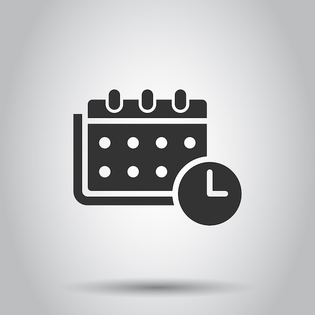 Icono de calendario en estilo plano Ilustración vectorial de la agenda en un fondo blanco aislado Concepto de negocio del planificador de horarios