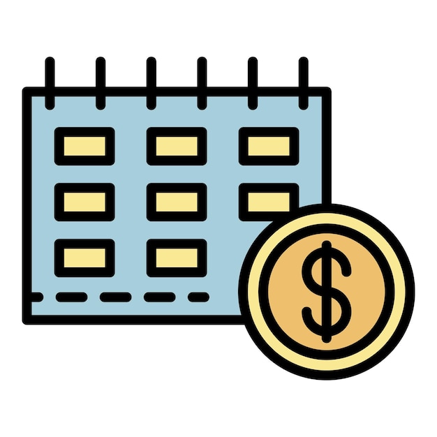 Icono de calendario financiero Contorno calendario financiero vector icono color plano aislado
