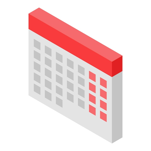 Icono de calendario Isométrico del icono de vector de calendario para diseño web aislado sobre fondo blanco