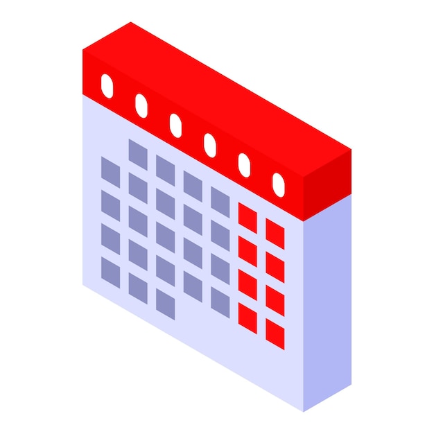 Icono de calendario Isométrico del icono de vector de calendario para diseño web aislado sobre fondo blanco