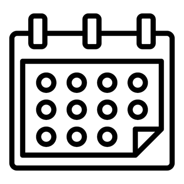 Icono de calendario de negocios Icono de vector de calendario de negocios de esquema para diseño web aislado sobre fondo blanco