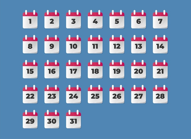 Icono de calendario plano fondo de fecha y hora