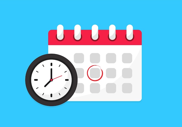 Vector icono de calendario con reloj fecha límite del calendario