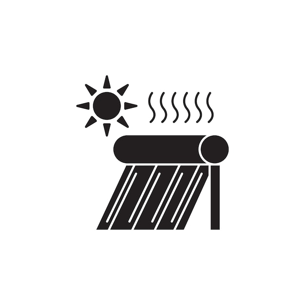 icono de calentador de agua solar Ilustración de línea delgada plana vectorial