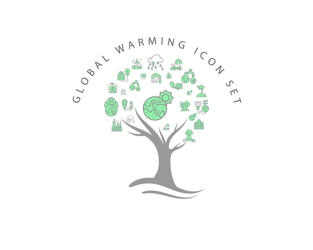 Icono de calentamiento global en fondo blanco Vector Premium