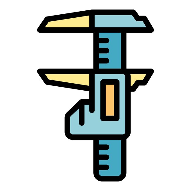 Icono de calibre digital Contorno del icono vectorial del calibre digital Color plano aislado