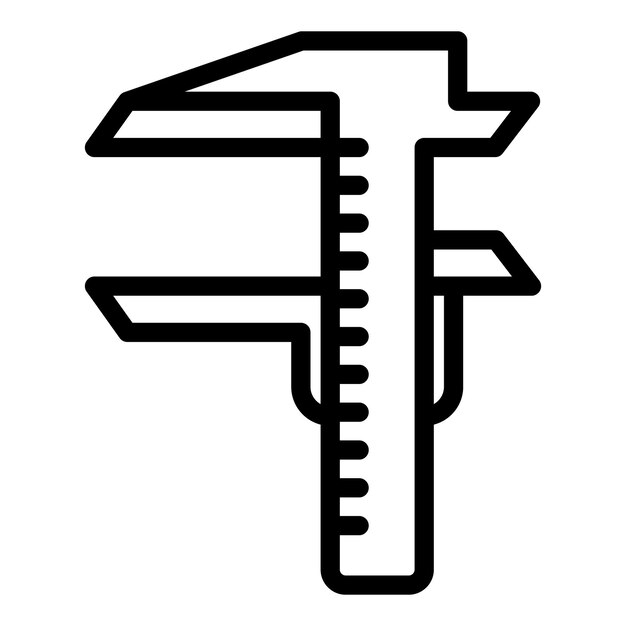 Icono de calibre de equipo Icono vectorial de calibrador de equipo de esquema para diseño web aislado en fondo blanco