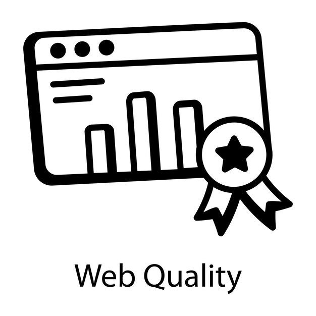 Icono de calidad web en estilo doodle
