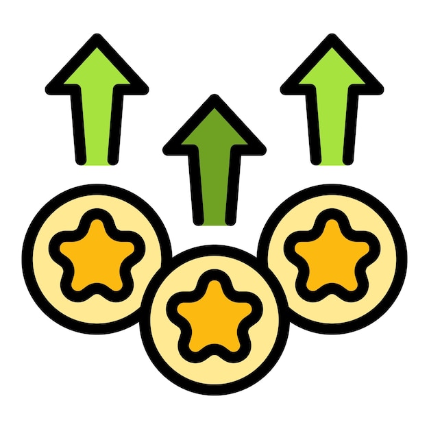 Icono de calificación de actualización vector de contorno Nivel premium Tasa de satisfacción color plano