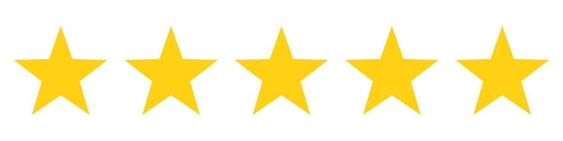 Icono de calificación de cinco estrellas. Clasificación de estrellas - vector. Estrellas planas aisladas