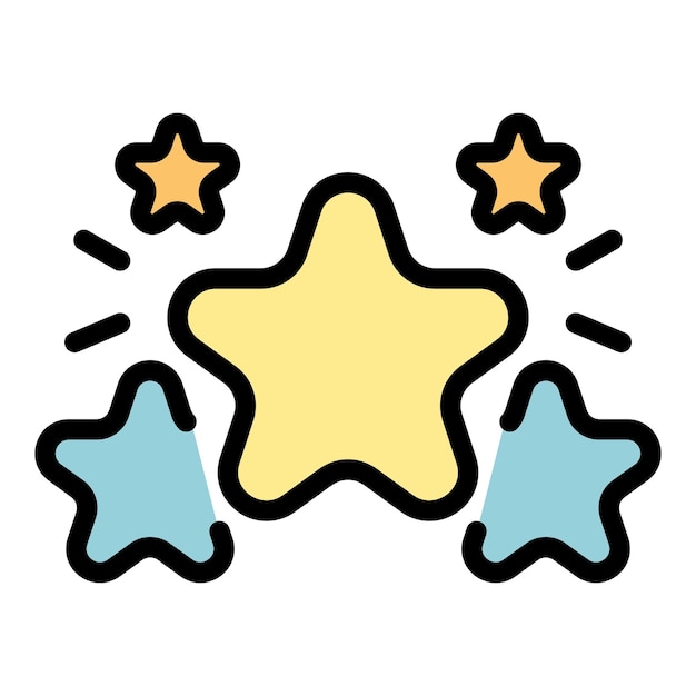 Icono de calificación de cinco estrellas Esbozo de calificación vectorial de cinco estrellas Icono de color plano aislado