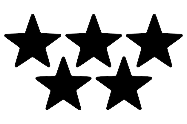 El icono de calificación de cinco estrellas silueta aislado fondo blanco Ilustración vectorial