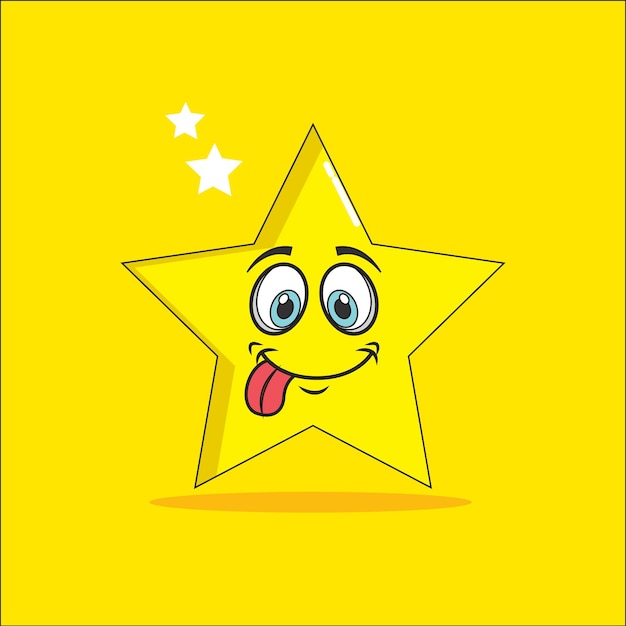 Icono de calificación de etiqueta de estrella expresiva y brillante aislado sobre un fondo amarillo