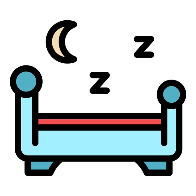 El icono de la cama para dormir del espacio tranquilo Contorno de la cama de dormir del espacio silencioso icono vectorial de color plano aislado