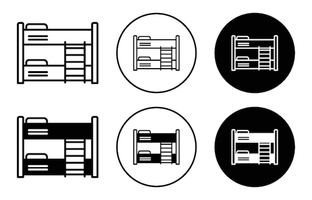 El icono de la cama de dos pisos El icono del contorno plano