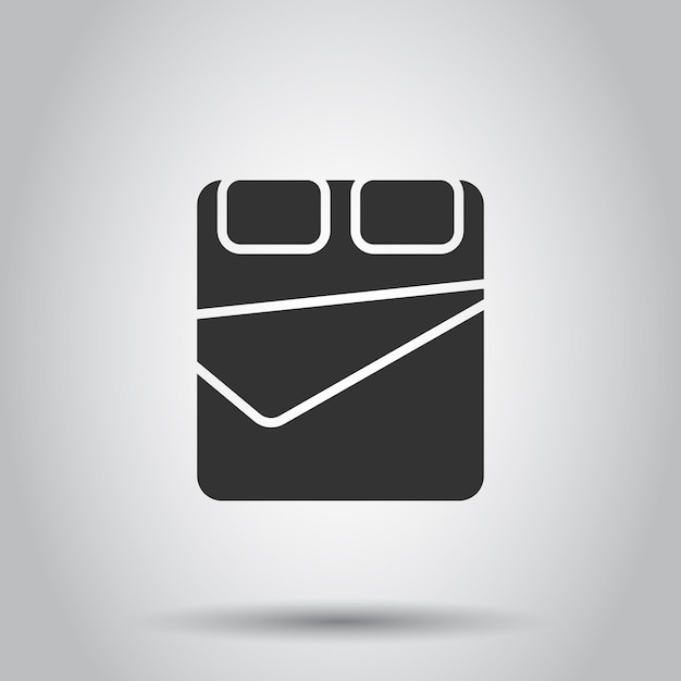 Icono de la cama en estilo plano Ilustración vectorial del letrero del dormitorio en un fondo blanco aislado Concepto de negocio de Bedstead