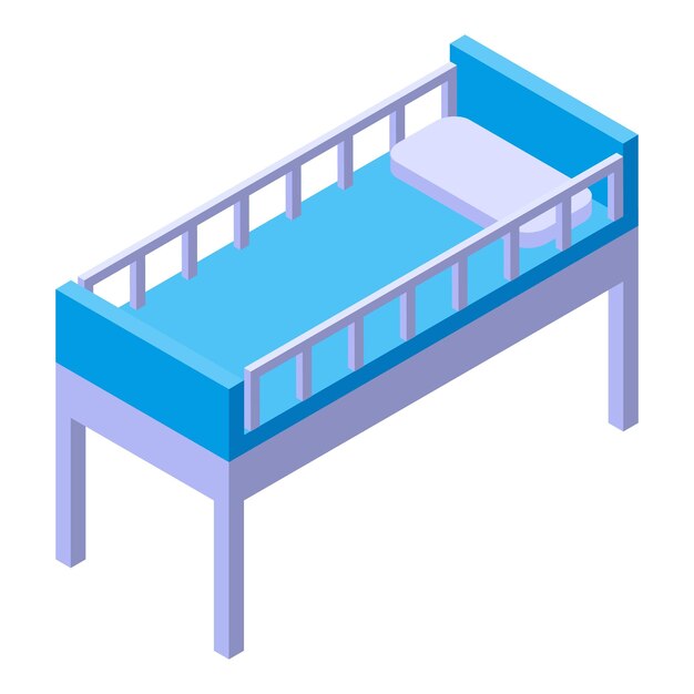Icono de cama de hospital Isométrico de icono de vector de cama de hospital para diseño web aislado sobre fondo blanco