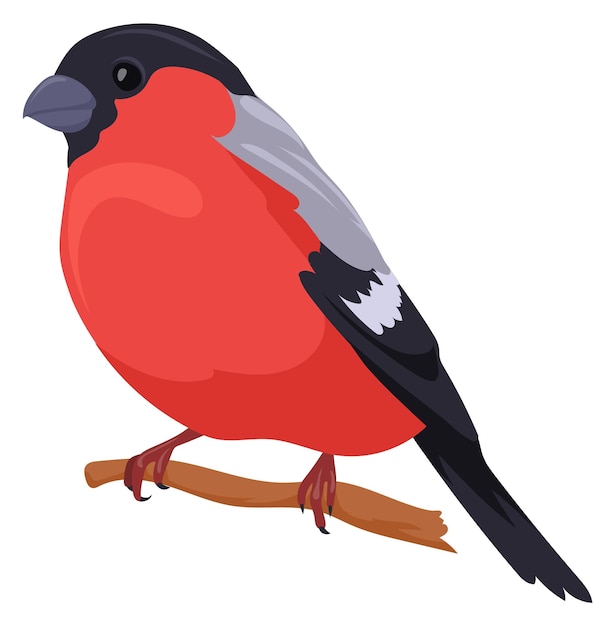Icono de camachuelo Pájaro de invierno rojo Símbolo de vida silvestre